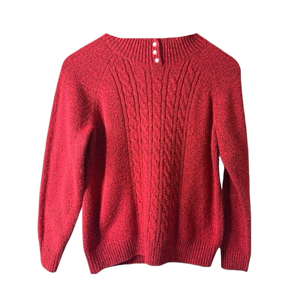 Karen Scott Sweater Size XS Red Pull Over Button Crew Neck Long Sleeve